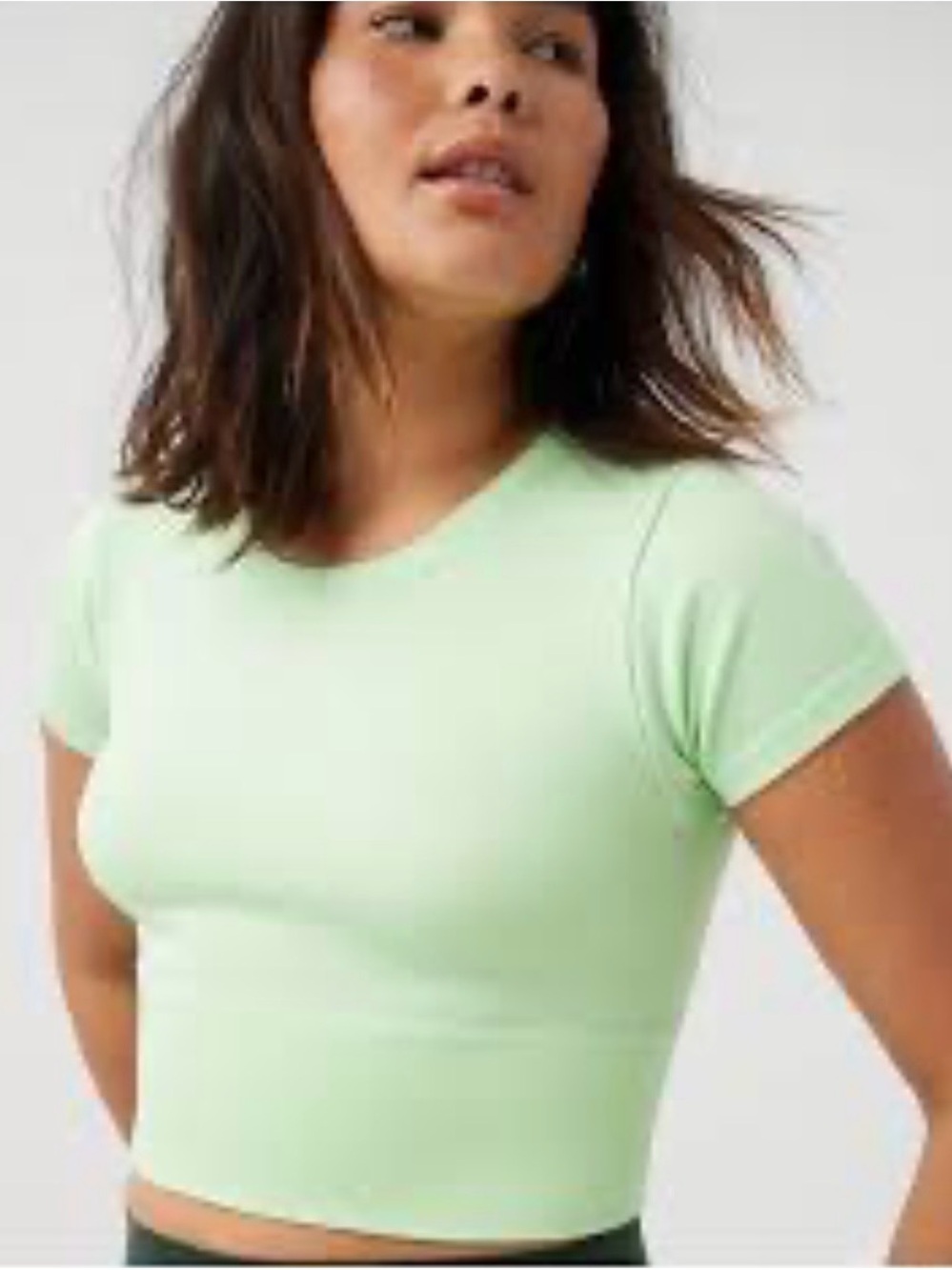 OFFLINE by aerie Light Neon Green Fitted Crewneck Crop Tee